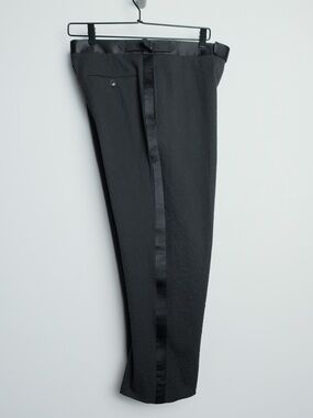Todd Snyder Made in Italy Black Seersucker Tuxedo Trousers 32x32 NWT